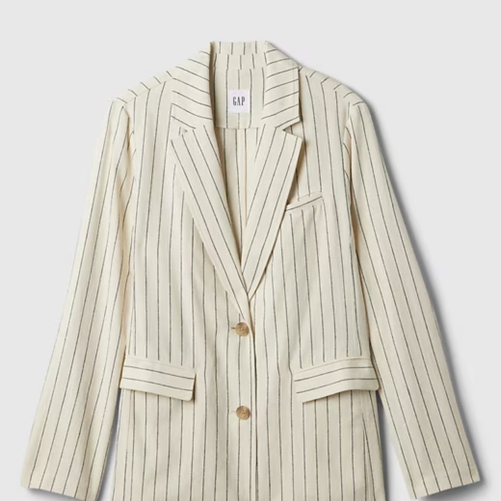 GAP Women's Ivory Pinstripe Relaxed Fit Blazer